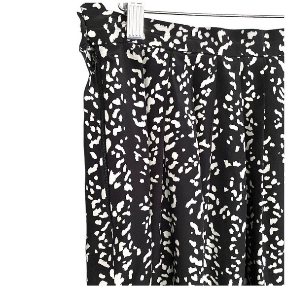 Vintage 80s Black and White Full Skirt Knee Length M - Picture 3 of 7